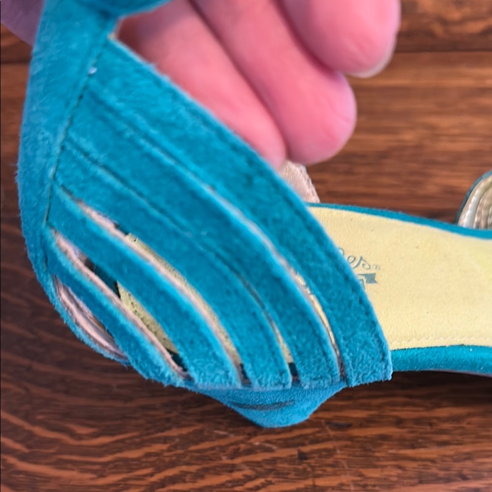 Seychelles Teal Blue Open-Toe Ankle-Strap Heels - Picture 4 of 5
